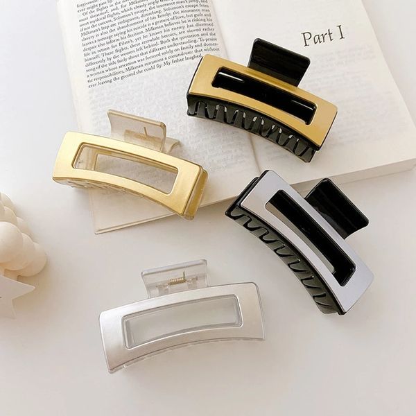 

hair claw elegant large hair clips clamps hairpins geometric barrette hairgrip headwear for women girls hair accessories gifts, Slivery;golden