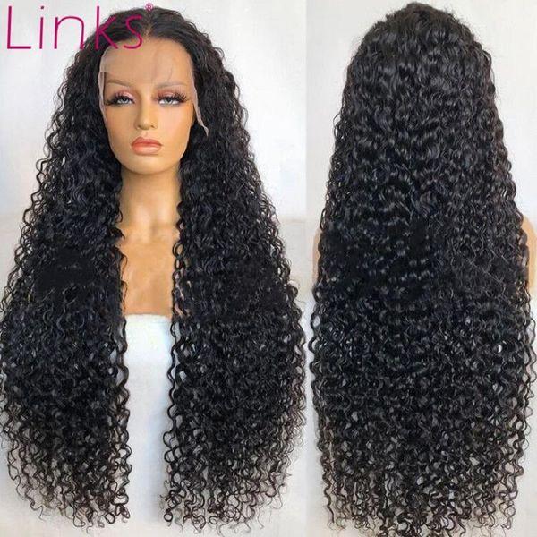 

lace wigs links 250 density 30 40 inch hd transparent deep wave glueless 13x6 front human hair frontal wig for women brazilian curly, Black;brown