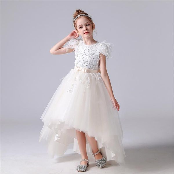 

girl's dresses luxury pageant dress long train 2021 custom made kids birthday wedding ball gown party crystal flower girl, Red;yellow