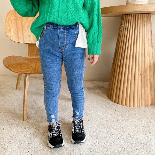 

trousers 2021 girls denim pants cotton fashion autumn jeans 1-7 years, Blue