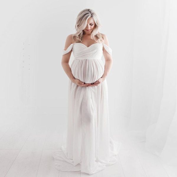 

pregnancy clothes dresses for po shoot chiffon dress pography prop maxi gown pregnant women1, White