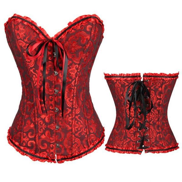 

bustiers & corsets shapewear steampunk steel boned lace up back bustier women waist cincher plus size corset, Black;white