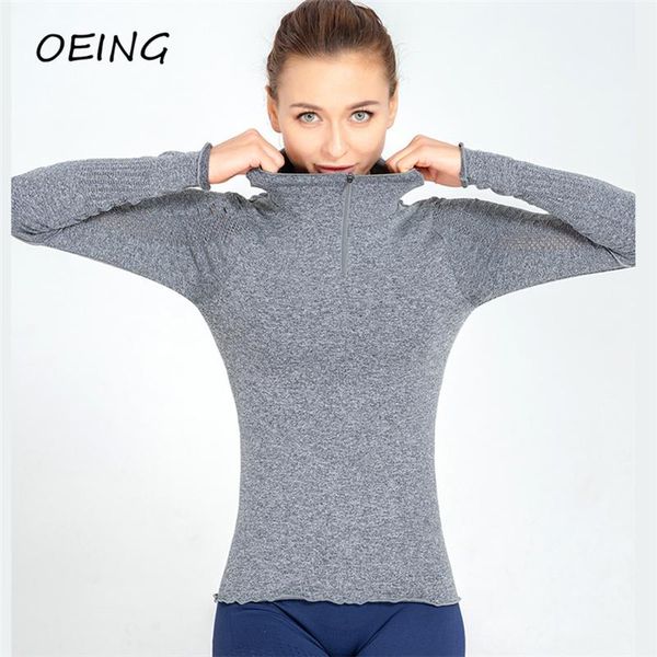 

yoga outfit crop long sleeve gym clothes hollow out shirts with zipper fitness