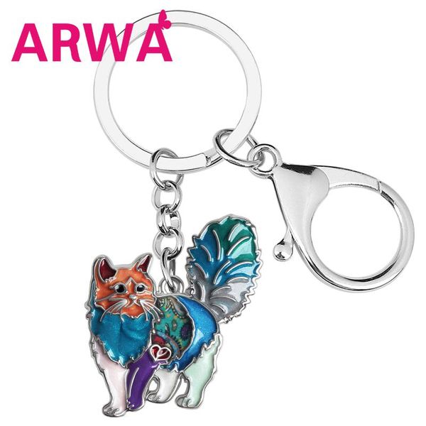 

keychains arwa enamel alloy floral sweet elegant furry cat kitten unique key chain ring jewelry for women men teen charm gifts, Silver
