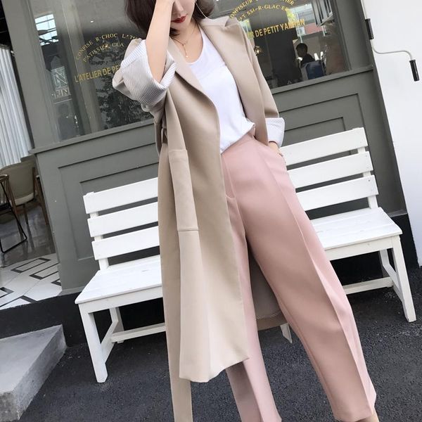 

women's suits & blazers spring silhouette medium long suit coat loose casual temperament blazer notched, White;black