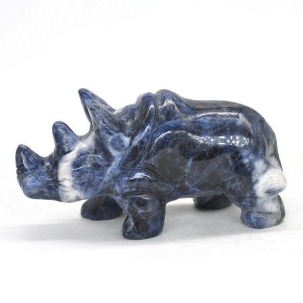 

carving blue sodalite rhinoceros figurine healing crystal sculpture