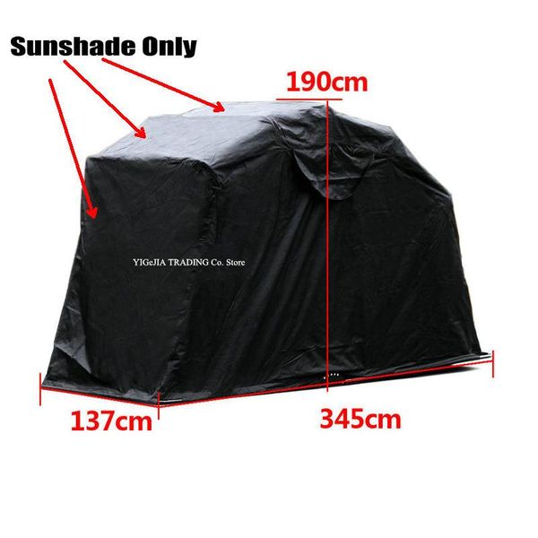 

medium size only sunshade of motorcycle shelter, 345cm*137cm*190cm, without steel frame support, just oxford fabric canopy tents and shelter