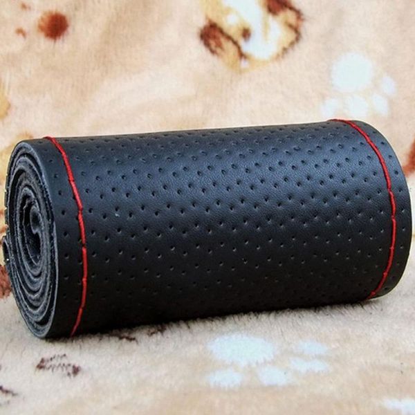 

steering wheel covers diy car cover with needles and thread artificial leather gray /black