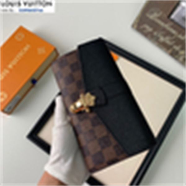 

wallets brand phone designer key luxury m64449 wallet plaid holders lock wallet chain black pouches women card real leather long cases purse, Red;black