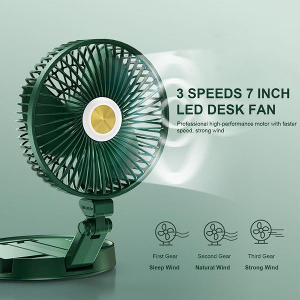 

electric fans portable cooling fan 5200mah 2600mah foldable mini 7 inch usb led deskair cooler 3 speed outdoor travel hand