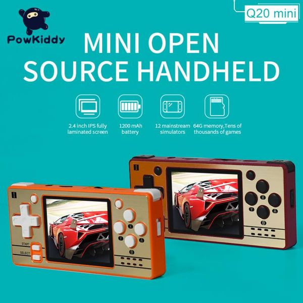 

portable game players powkiddy q20 mini retro video console 2.4 inch oca full fit ips screen rg351 handheld player