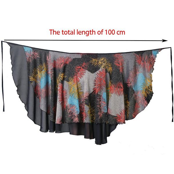 

stage wear women dancing hip scarf latin dance skirt bellydance towel triangular bandage chiffon ballet double color matching, Black;red