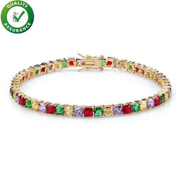 

mens bracelets diamond tennis bracelet mens hip hop jewelry micro paved box clasp iced out cz link chains gold silver luxury designer bangle, Golden;silver