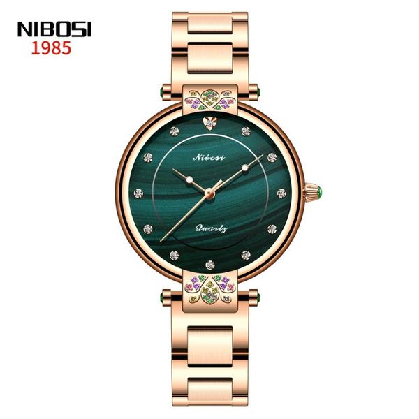 

wristwatches nibosi rose gold watch women watches ladies creative steel women's bracelet female waterproof clock relogio feminino, Slivery;brown