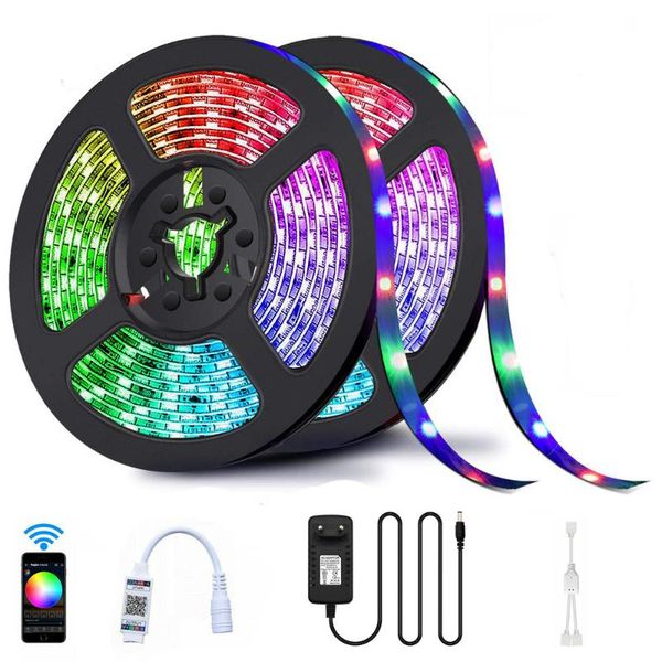 

strips bluetooth led strip lights 20m rgb 3528 smd flexible ribbon waterproof light 5m 10m tape diode dc 12v control