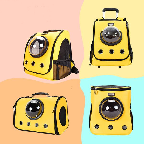 

mead season pet backpack portable pu transparent cat travel bag