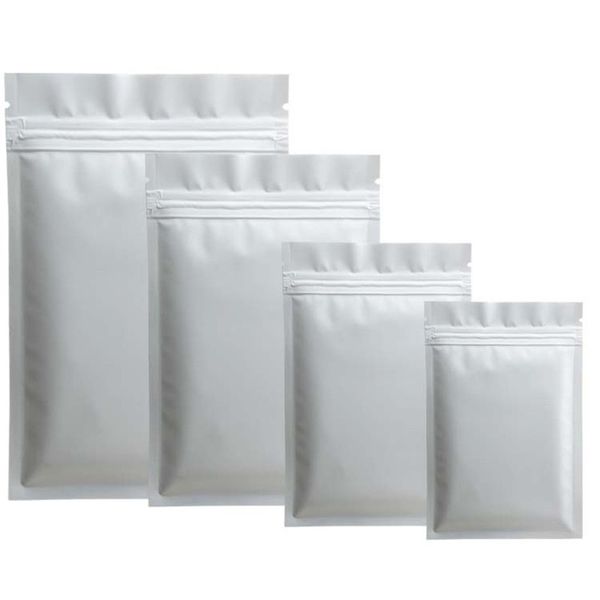 

matte white flat aluminum foil zip lock bag resealable sugar snack nuts tea coffee beans xmas gifts zipper trial heat sealing packaging logo