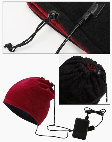 

colors 2 styles usb heating bib men women knitted wool hiking scarves for bicycle cycling camping outdoor sports in winter caps & masks, Black