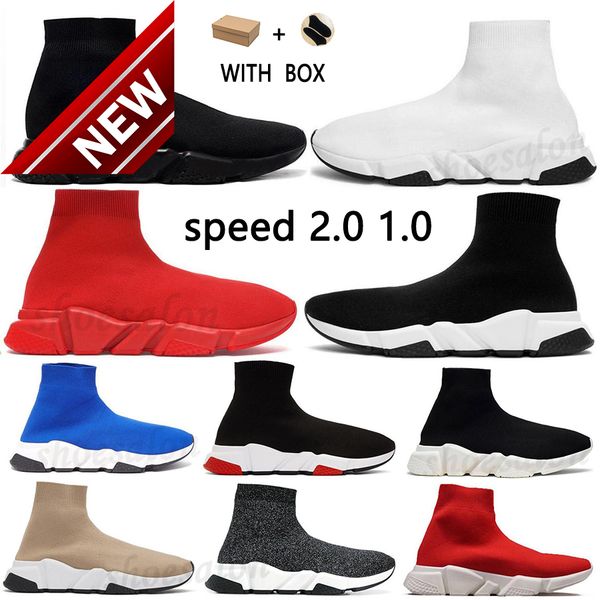 

2022 mens sock casual shoes platform womens women sneakers speed runner trainer 1 2.0 triple black white classic with lace jogging walking