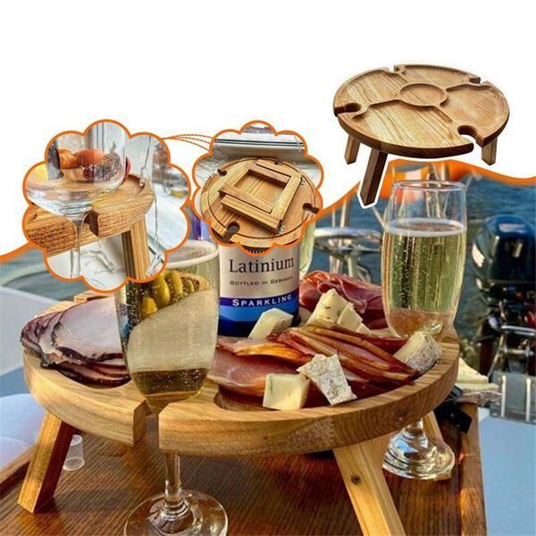 

camp furniture outdoor portable folding camping picnic table with glass holder wine rack wooden tables tourist foldable fruit storage