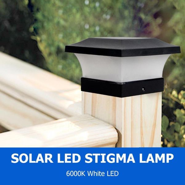 

solar lamps 1pc 6led power fence light waterproof square column lamp garden decor