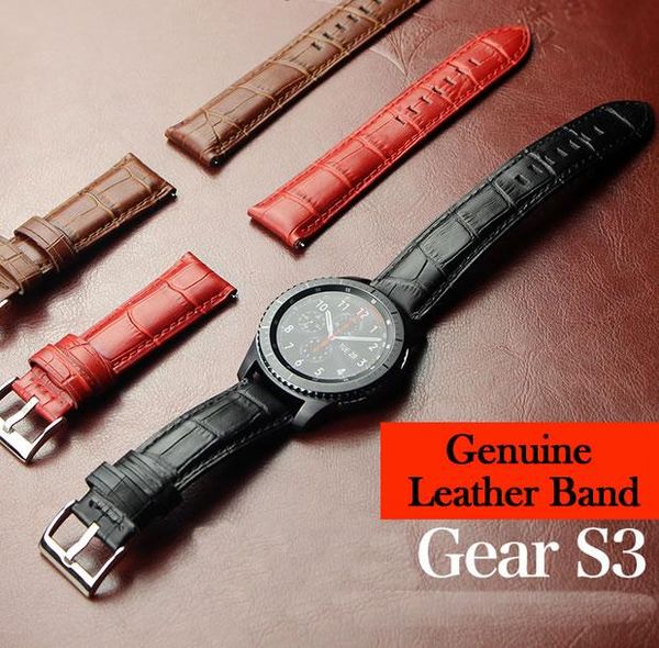 

watch bands 22mm band for huawei 2pro bracelet genuine leather strap samsung gear s3 replacement with quick realease pin, Black;brown