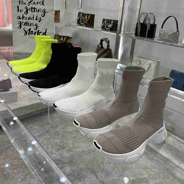 

fashion women socks boots round toe platform lady short elastic booties anti-slip designer solid colors winter shoe, Black
