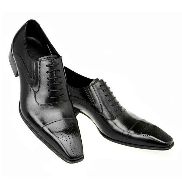 

dress shoes spring autumn men's british style wearable breathable soild casual business flats sweat-absorbant leather men 220223, Black