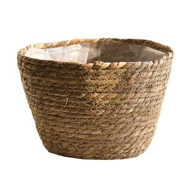 

1pc decorative straw weaving indoor green potted plant holder home decoration storage baskets