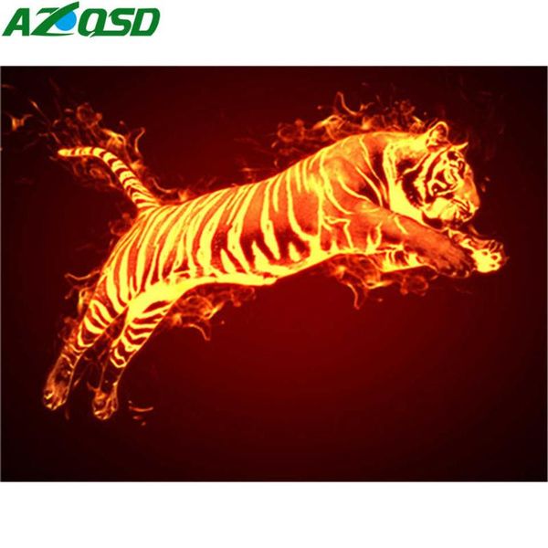 

paintings azqsd paint by number tiger hand kit canvas coloring numbers animal kits drawing diy unframed decoration