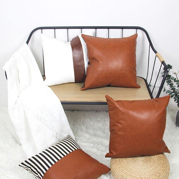 

pillow case home furnishing nordic american modern combination leather cushion pu throw pillowcase decoration supplies