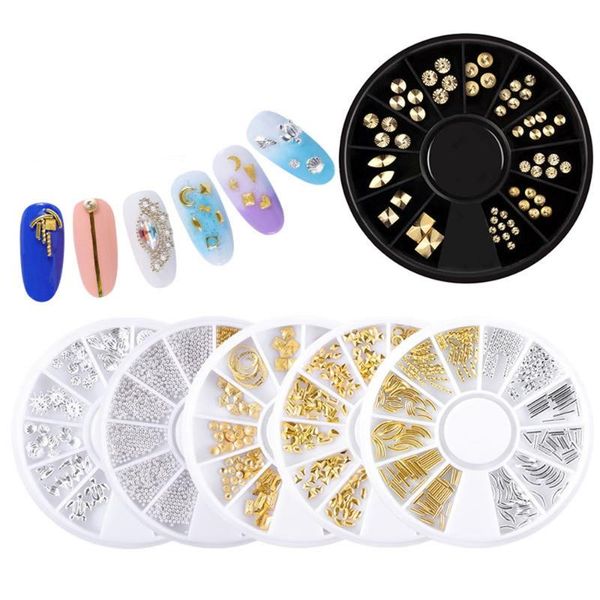 

all-match metal rivet turntable nail art accessories professional diy decoration products ladies trend decorations, Silver;gold
