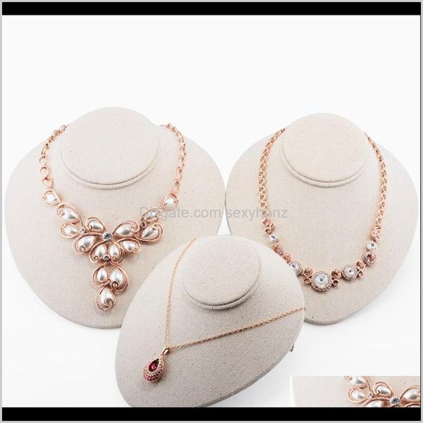 

packaging & drop delivery 2021 grade bust mannequin linen pendant necklace holder jewelry display stand rack pographed props neck model e, Khaki