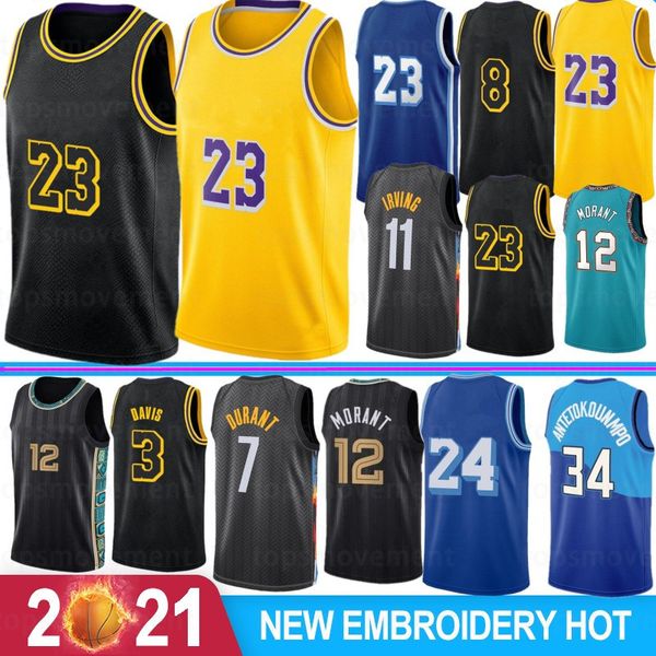 

ja 12 morant los 23 angeles basketball jersey anthony 3 davis kyle 0 kuzma 34 8 32 2021 new retro mesh 7 kevin kyrie 11 durant irving hot, Black;red
