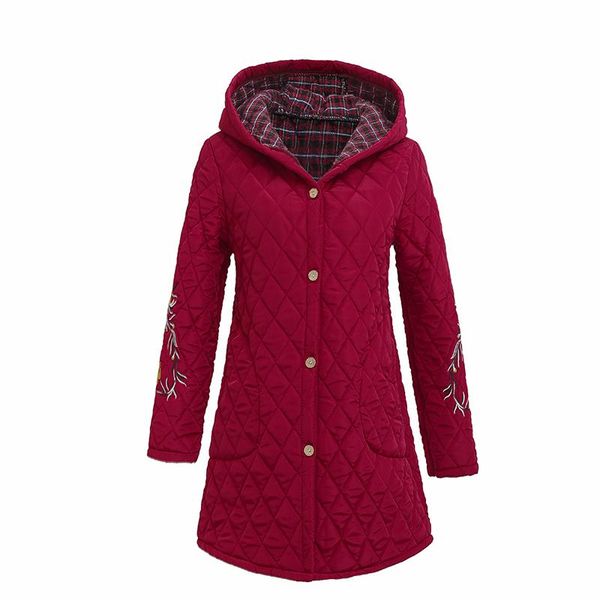

women's trench coats autumn winter loaded hooded down parkas loose oversize long thin embroidered cotton parks coat female warm outerwe, Tan;black