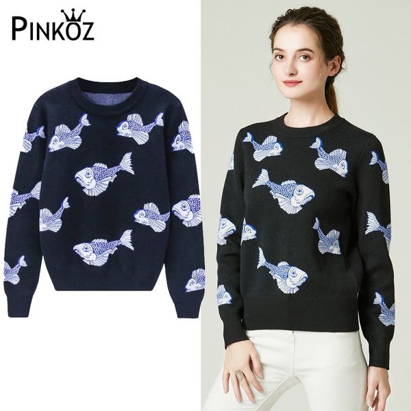

autumn winter cartoon knitted women sweaters pullovers long sleeve sweater slim pull femme jumpers sueter mujer ropa 210421, White;black