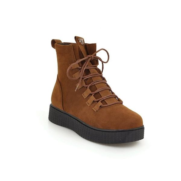 

boots big size simple lace up women shoes ankle for ladies woman winter, Black