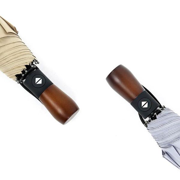 

umbrellas 10 bone windproof umbrella automatic rain folding creative wooden women handle business fashion ng