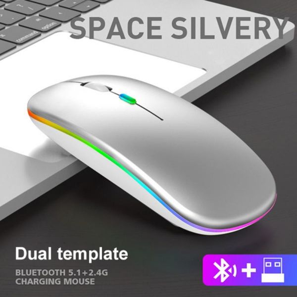 

wireless mouse 2.4ghz+bluetooth 5.1 slim rechargeable silent 2.4g portable usb optical computer mice
