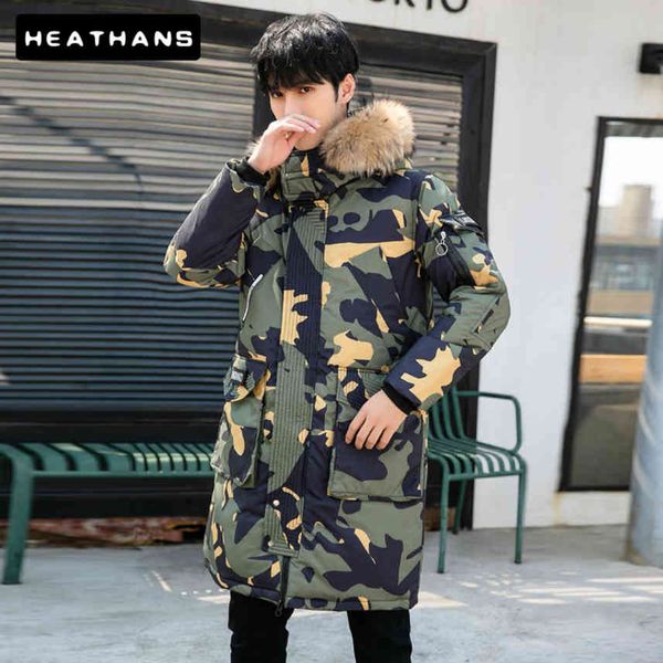 

duck down faux fur collar, thermal hoodie pocket, long and thick cloth, 25 degre, winter, Black