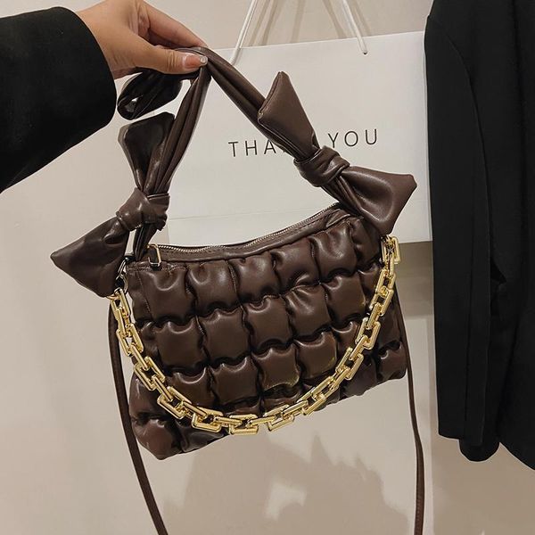 

evening bags fashion solid color shoulder underarm bag pleated pu leather vintage square street travel chain money handbags totes 2021