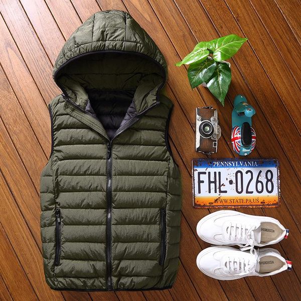 

men's vests arrival autumn winter super large with hood vest men fashion casual padded jacket mens plus size  xl2xl 3xl 4xl 5xl 6xl 7x, Black;white
