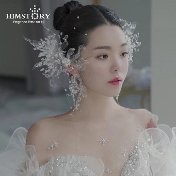 

hair clips & barrettes himstory girls clear handmade crystal flower princess wedding headpiece elegance party evening dress accessory, Golden;silver