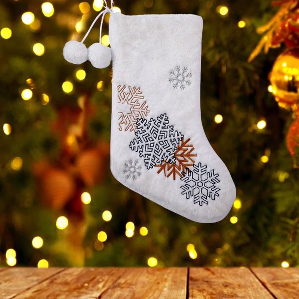 

christmas decorations hanging white stockings gift storage organizer fireplace tree year holiday ornaments living room decor