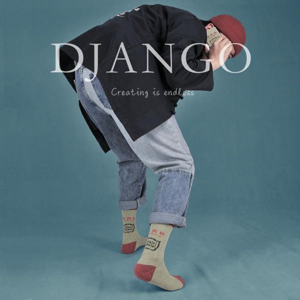 

men's socks rzhbro style cotton middle tube crew men hip hop for fashion long, Black