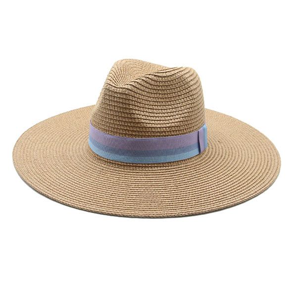

summer hats solid blue green black khaki big brim 11cm sun protection straw hats women men band outdoor beach women straw hats, Blue;gray