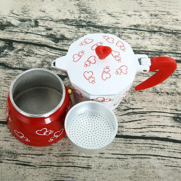 

coffee pots aluminum pot red + white home use 3/6 cups for italian moka espresso