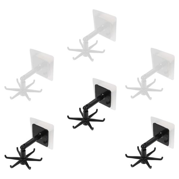 

hooks & rails 6pcs wall-mounted cookware rotatable storage shelves bathroom hangers