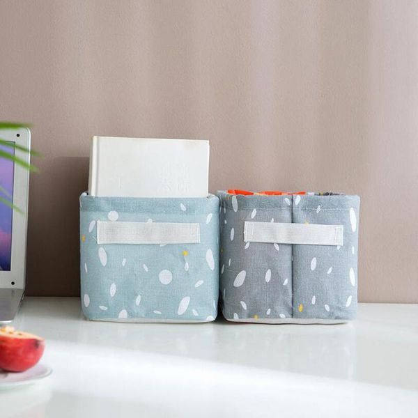 

storage baskets box cabinet underwear cube folding deskbasket makeup organizer cotton linen sundries bag toy