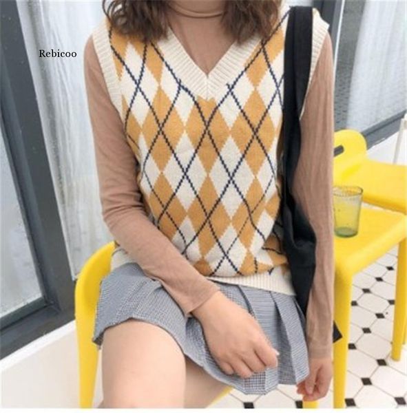 

women's vests spring autumn women sleeveless v-neck knitted vest fashion casual tank pullover elasticity sweater, Black;white
